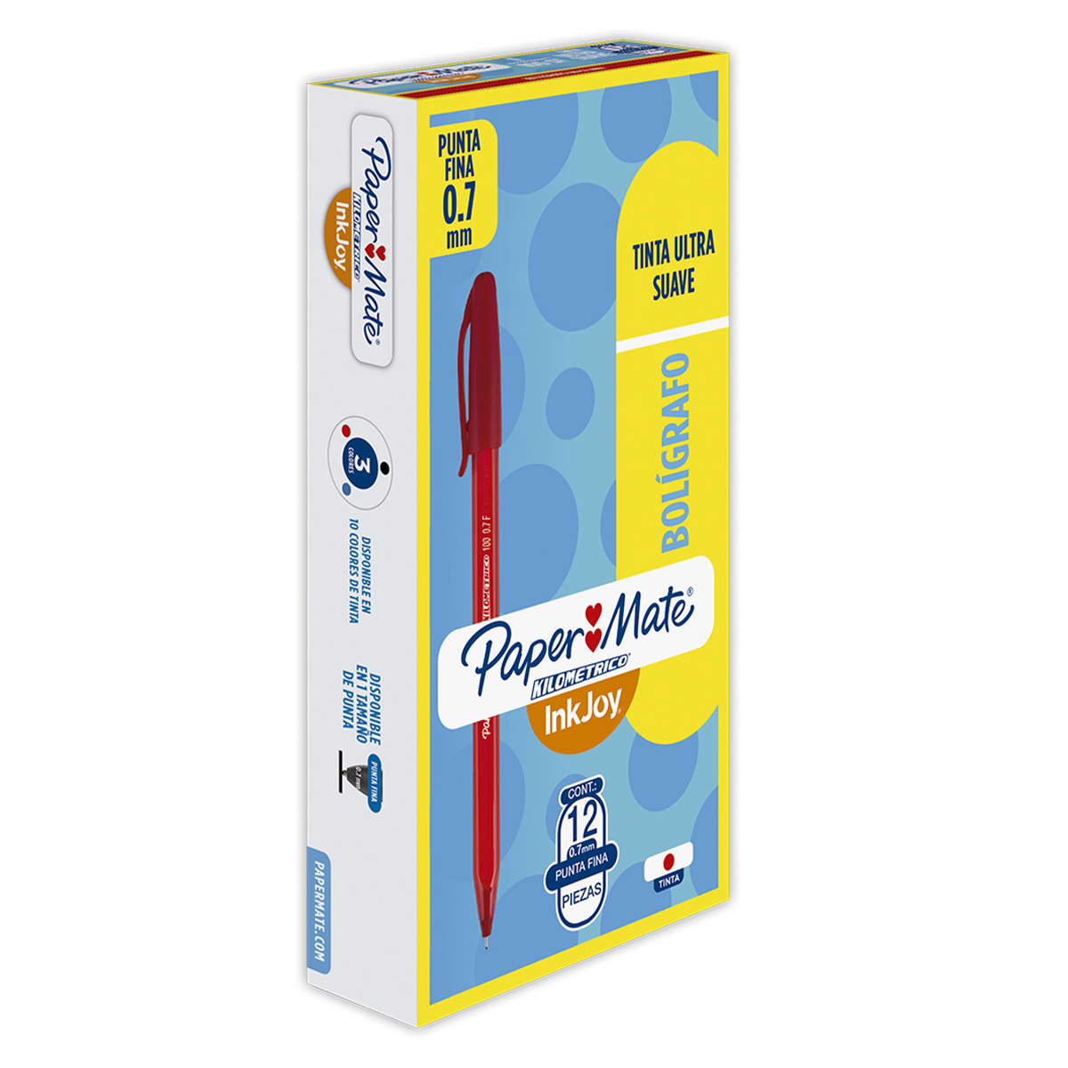 BOLIGRAFO PAPER MATE KILOMETRICO FINO ROJO 12U