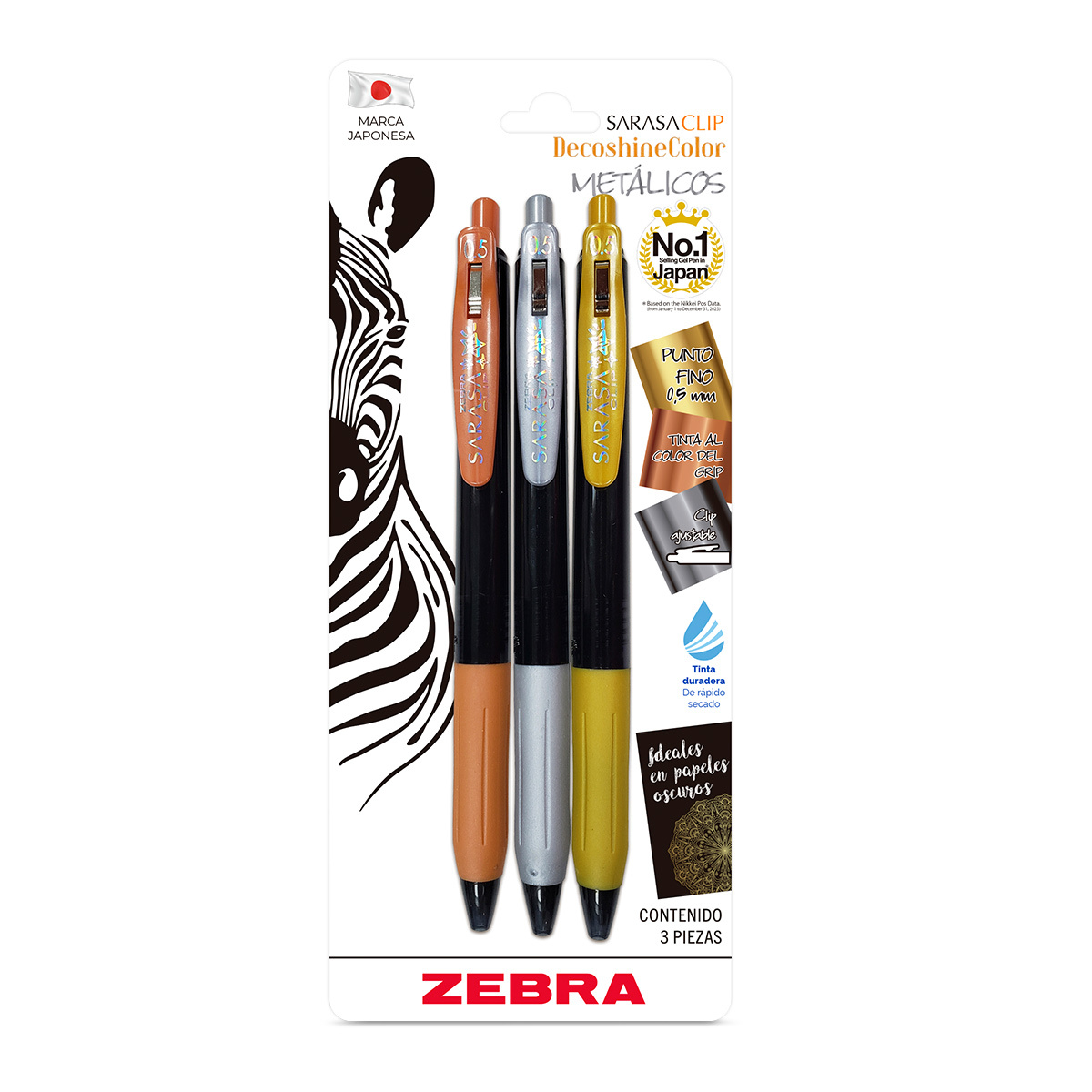 ROLLERBALL ZEBRA SARASA DECOSHINE COLORES METALICOS 3U