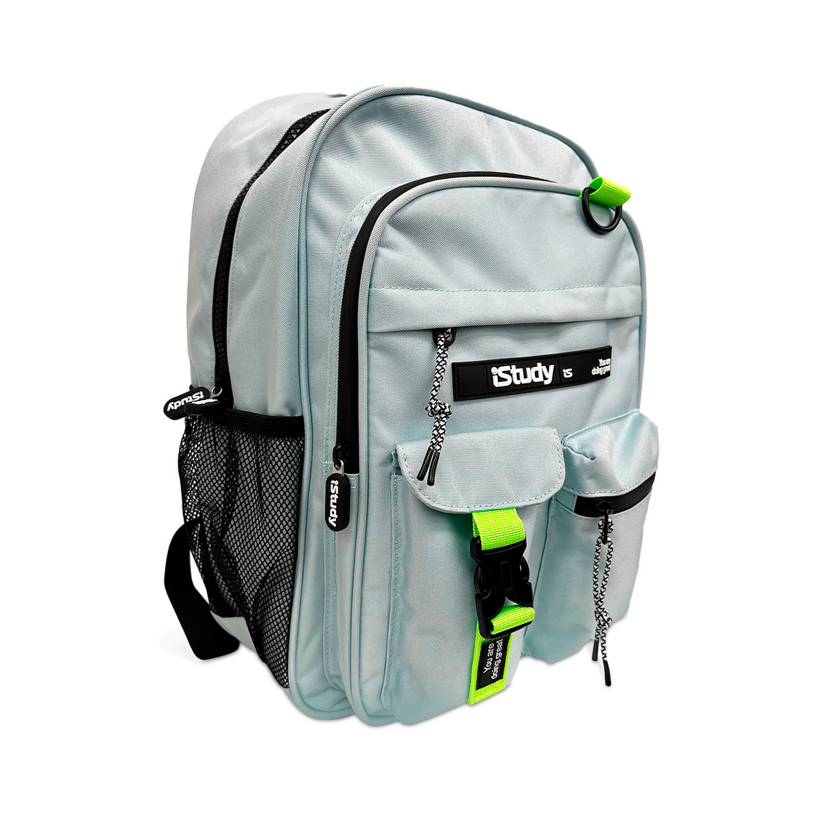 MOCHILA ISTUDY 17  CELESTE DETALLES COLOR