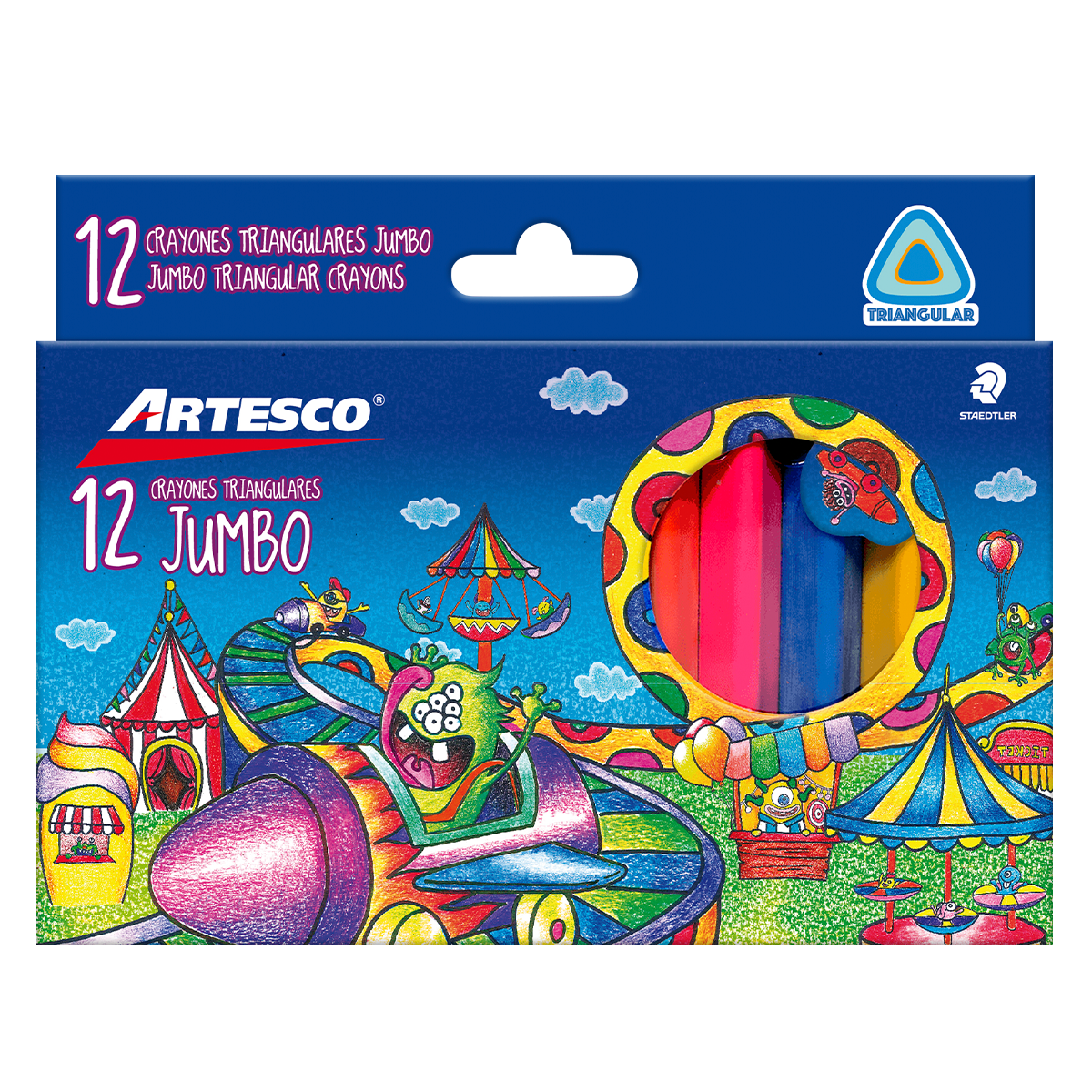 CRAYONES ARTESCO JUMBO TRIANGULARES COLORES SURTIDOS 12U