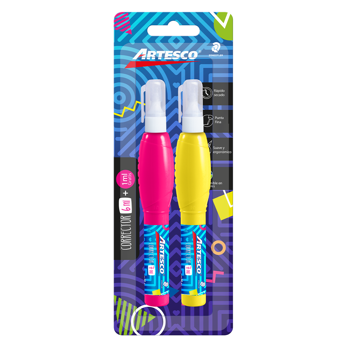 CORRECTOR EN PLUMA ARTESCO DE COLORES DE 6M 2U