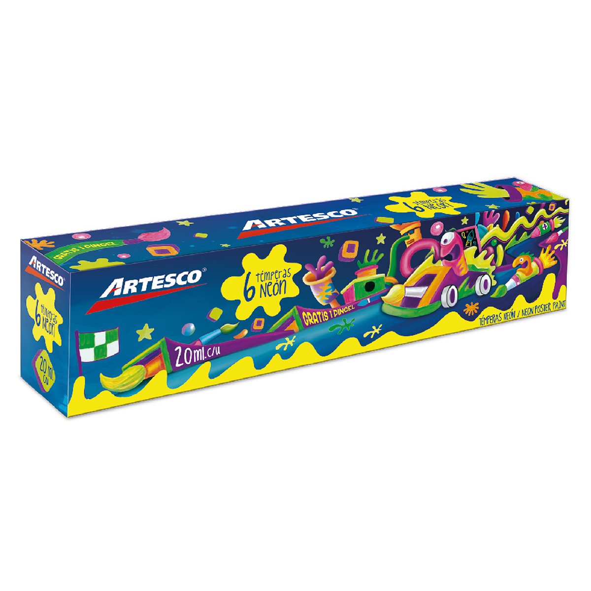 TEMPERAS ARTESCO DE 20 ML 7U ( 6 BASICOS + PINCEL)
