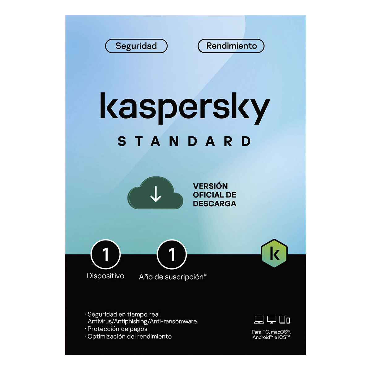 KASPERSKY STANDARD 1 DISPOSITIVO 1 AÑO BUNDLE