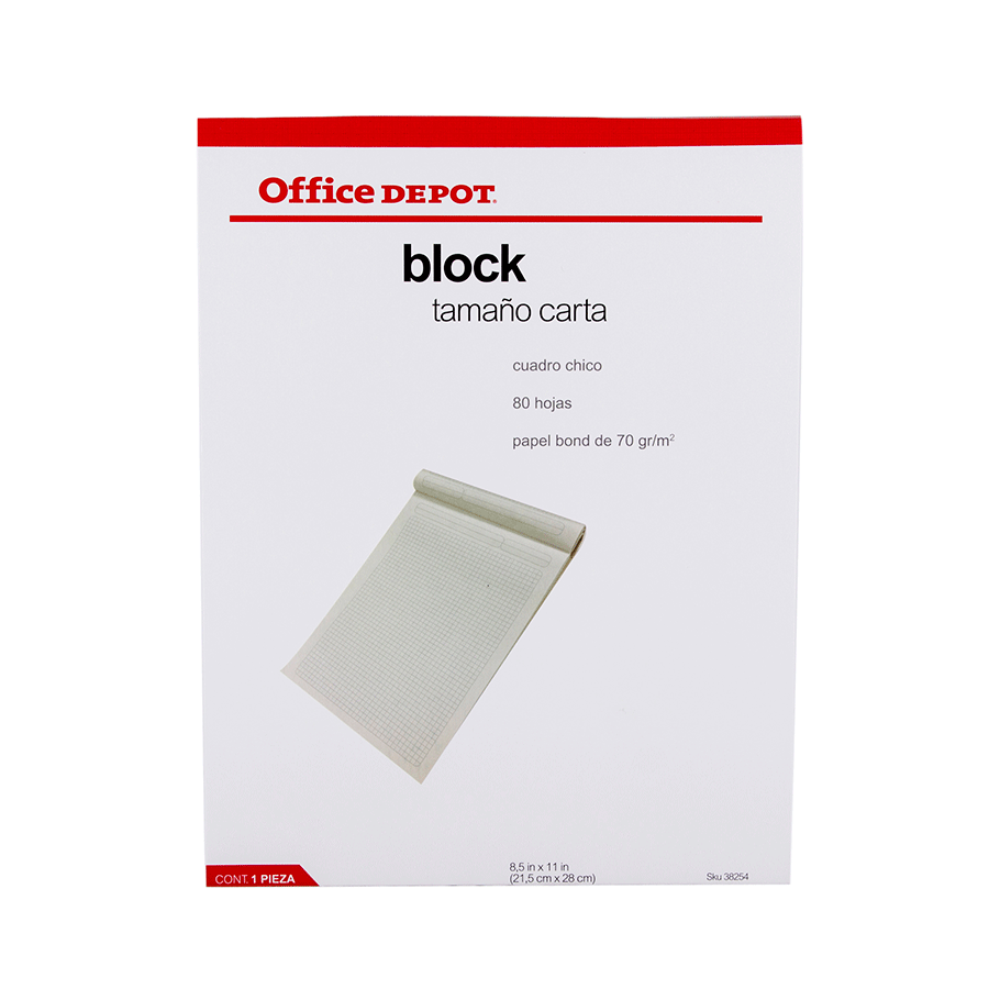 BLOCK DE NOTAS OFFICE DEPOT CUADROS/CARTA/80HOJAS