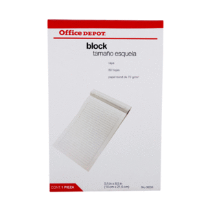 BLOCK DE NOTAS OFFICE DEPOT ESQUELA, LINEAS, 70GRS