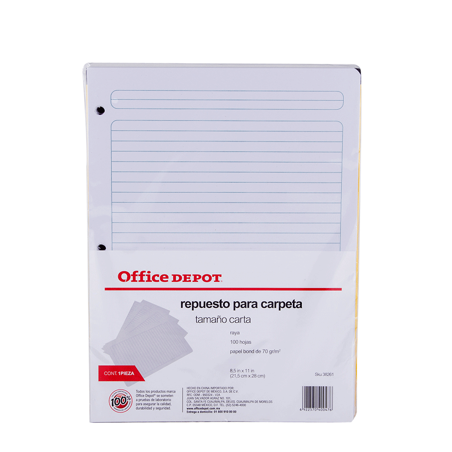 REPUESTO DE HOJAS T/CARTA 100 HJS RAYA OFFICE DEPOT VALUE