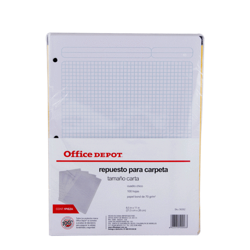 REPUESTO DE HOJAS T/CARTA 100 HJS C5 OFFICE DEPOT VALUE