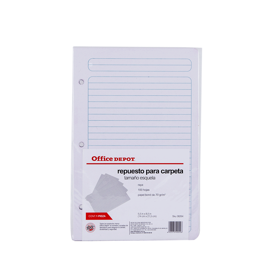 REPUESTO DE HOJAS T/ESQUELA 100 HJS RAYA OFFICE DEPOT VALUE