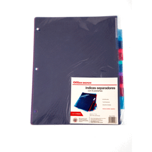 INDICE SEPARADOR PLASTICO MULTICOLOR T/CARTA 8 DIV OD INDICE SEPARADOR PLASTICO MULTICOLOR T/CARTA 8 DIV OD