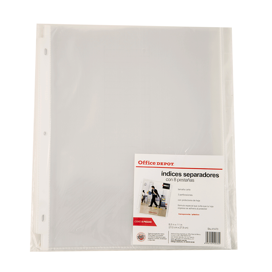 INDICE Y PROTECTOR DE HOJAS T/CARTA 8 DIV OD