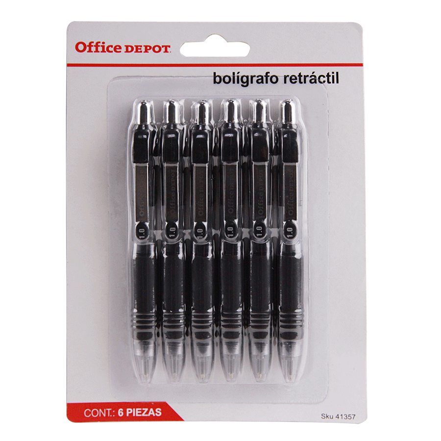 BOLIGRAFO RETRACTIL MINI NEGRO 6 PIEZAS FORAY