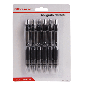 BOLIGRAFO FORAY RETRACTIL (MINI, NEGRO, 6 PIEZAS)