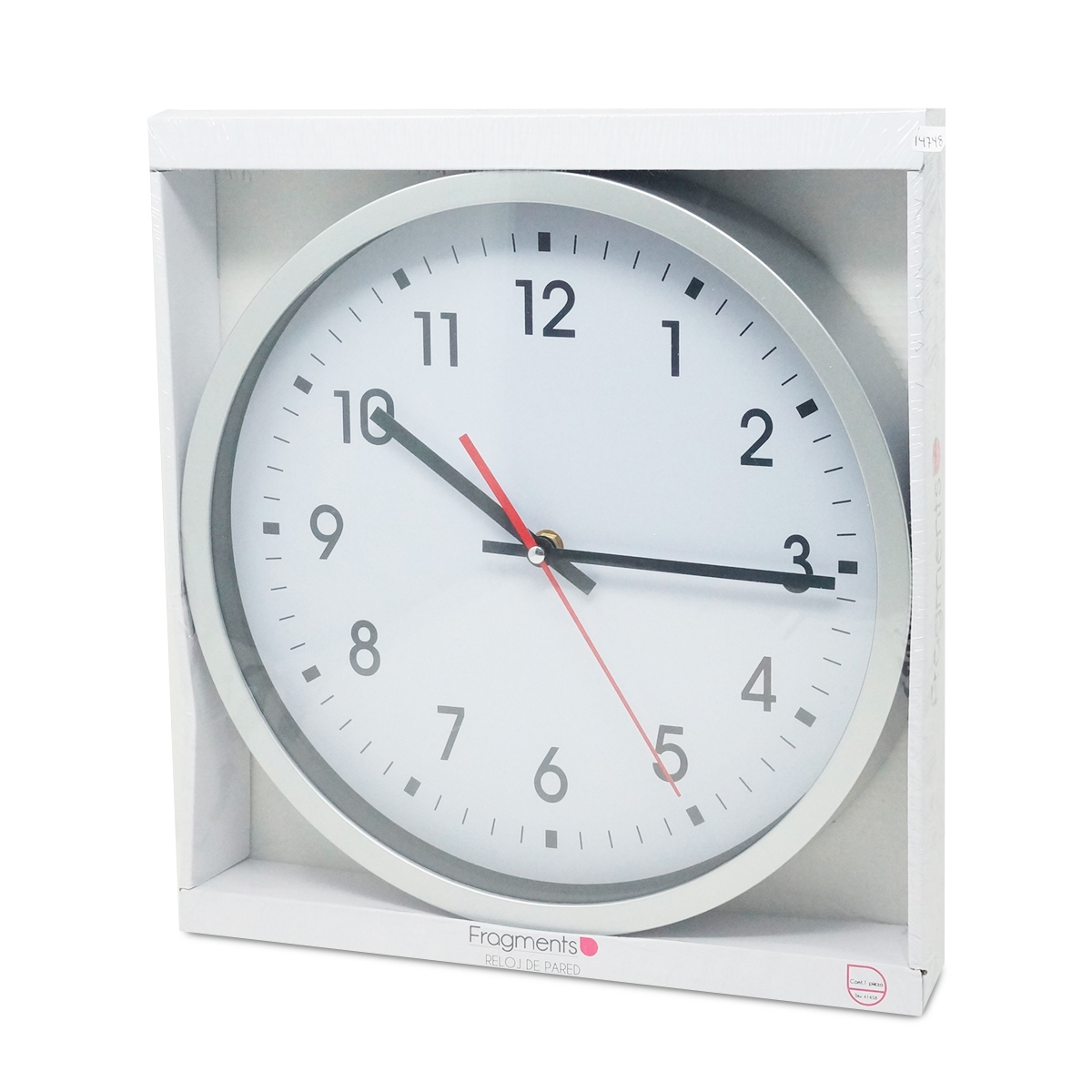 RELOJ P/PARED PLATA CORNER