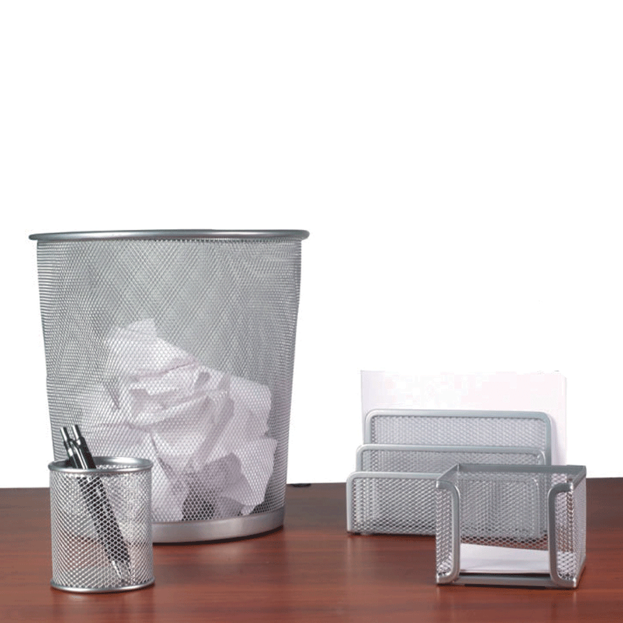SET 4 PIEZAS MESH PLATA
