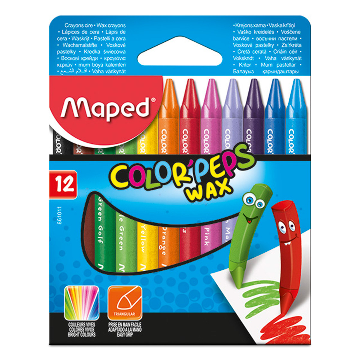 CAJA DE CRAYONES MAPED (DE CERA, 12 COLORES)