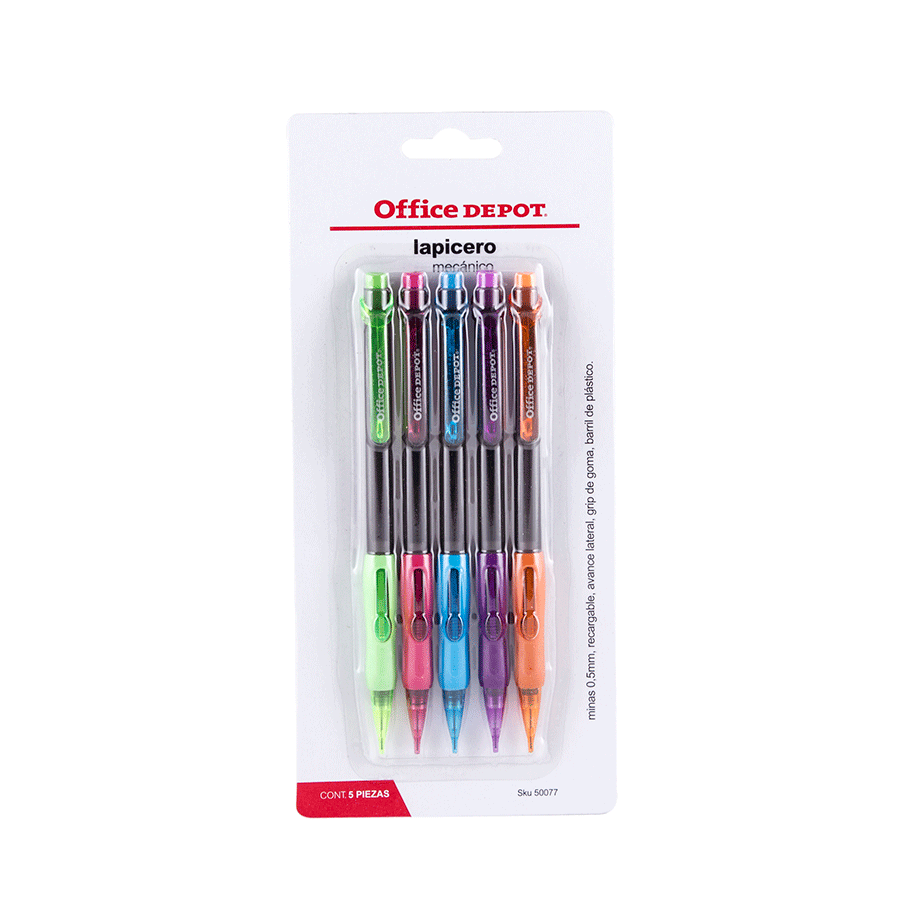 PORTAMINAS SHINY.5MM B/5 PZS(VARIOS COLORES)
