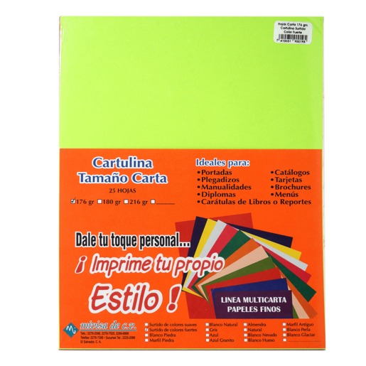 HOJAS CARTULINA C.INTENSOS 25H