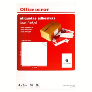 ETIQUETA ADHESIVA LASER INKJET 4 X 3 1/3 PULG 10 HOJAS 60 ETIQUETAS ETIQUETA ADHESIVA LASER INKJET 4 X 3 1/3 PULG 10 HOJAS 60 ETIQUETAS