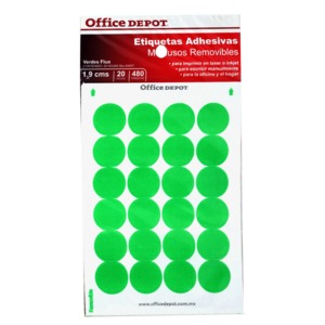 ETIQUETA OFFICE DEPOT ADHESIVA (CIRCULAR, VERDE) ETIQUETA OFFICE DEPOT ADHESIVA (CIRCULAR, VERDE)