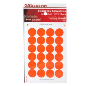 ETIQUETA OFFICE DEPOT ADHESIVA (CIRCULAR, NARANJA)