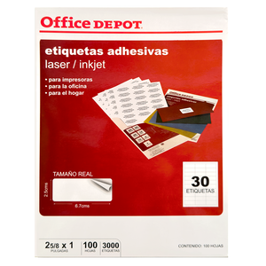 ETIQUETA OFFICE DEPOT ADHESIVA (3000 UNIDADES) ETIQUETA OFFICE DEPOT ADHESIVA (3000 UNIDADES)