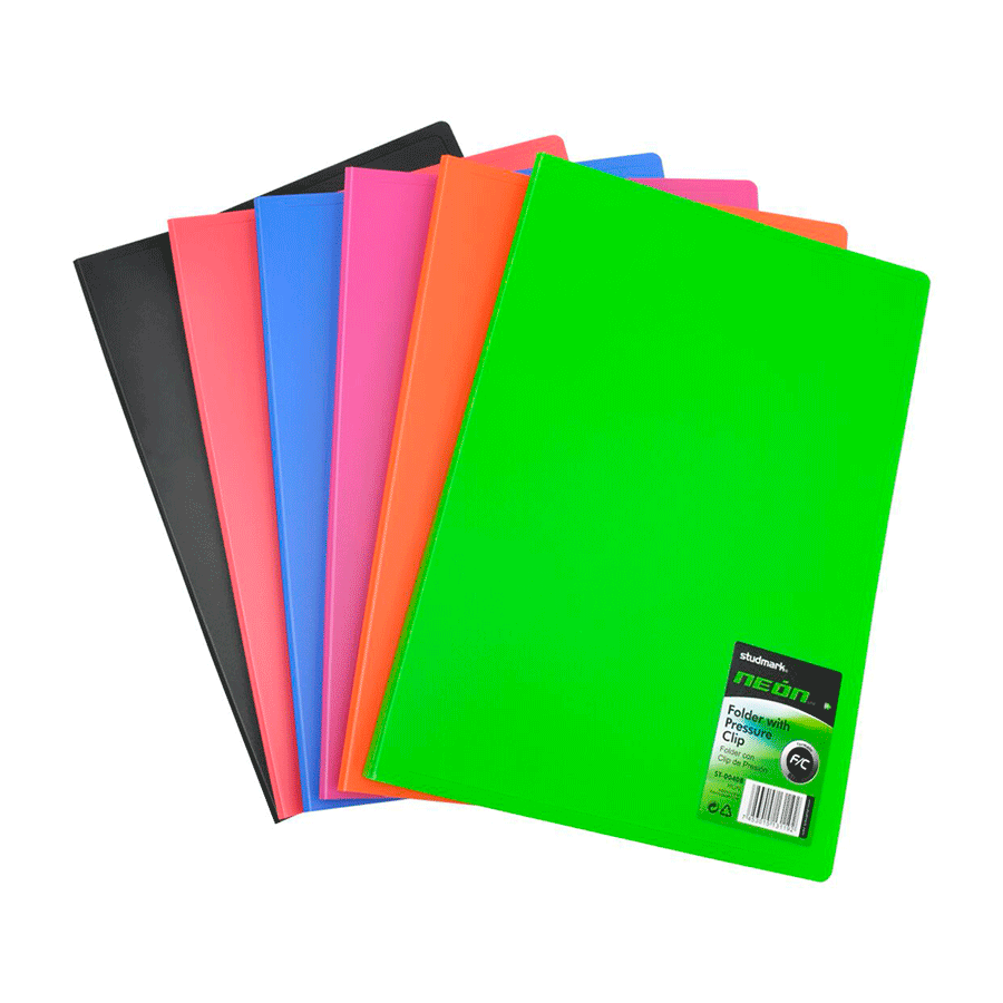 FOLDER STUDMARK (OFICIO,NEON,CON CLIP DE PRESION)