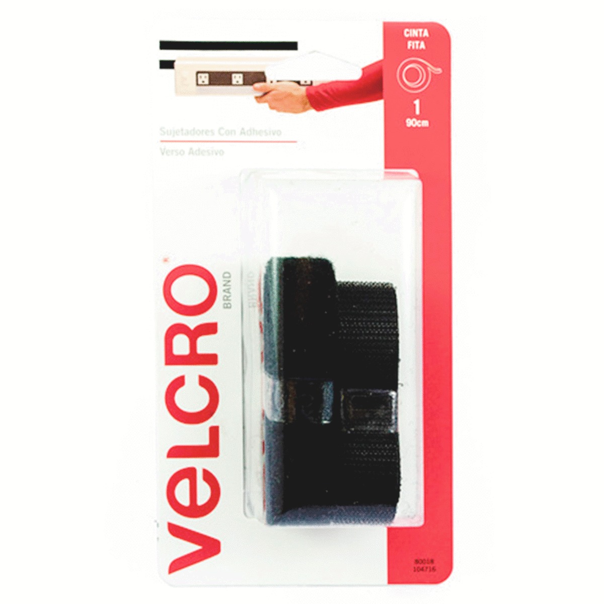 VELCRO ADHESIVO (NEGRO, 90 * 1.9 CENTIMETROS)