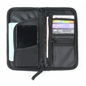 PORTA DOCUMENTOS DE VIAJE (CON CIERRE, NEGRO-GRIS) PORTA DOCUMENTOS DE VIAJE (CON CIERRE, NEGRO-GRIS)