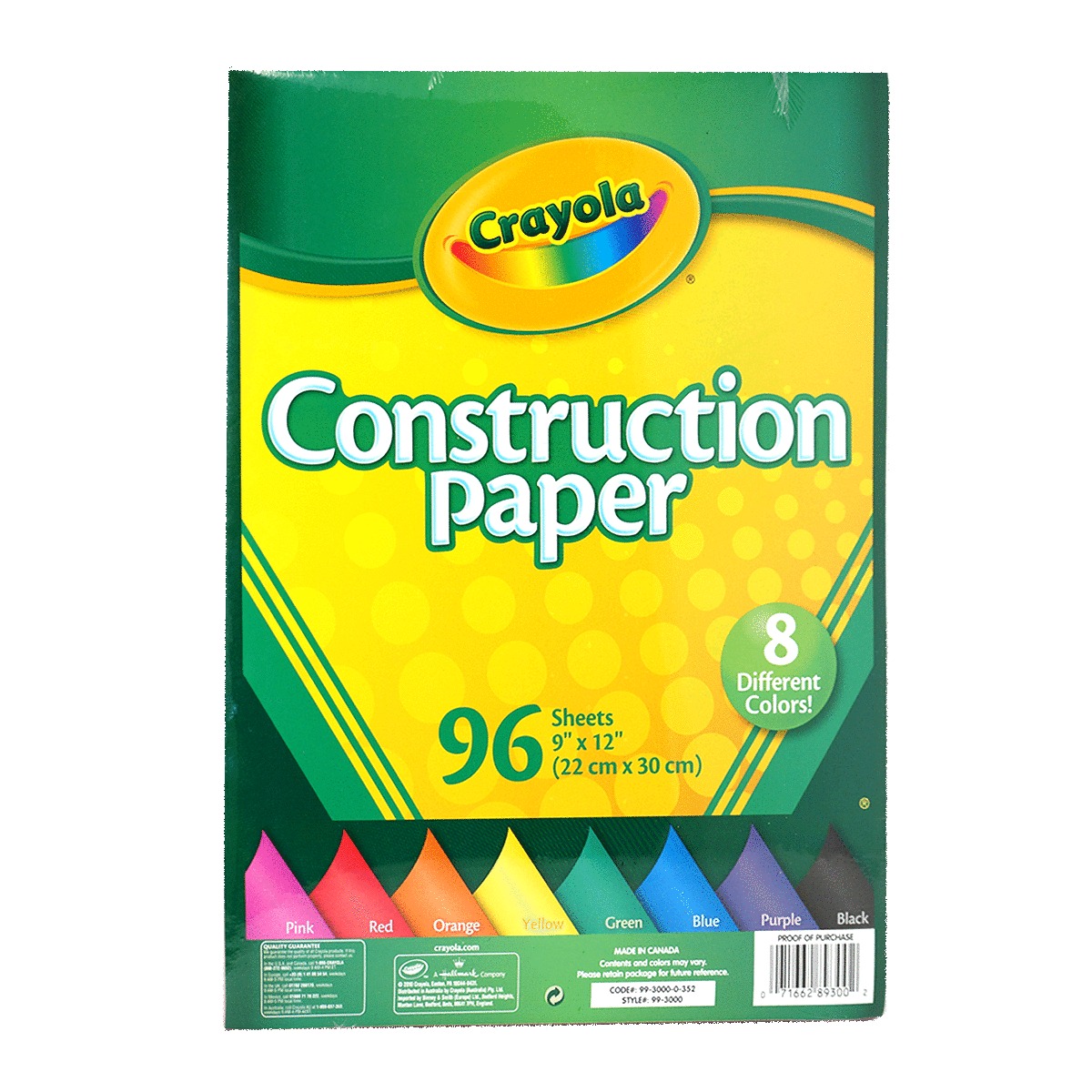 PAPEL CRAYOLA (CONSTRUCCION 8 COLORES 96 HOJAS)