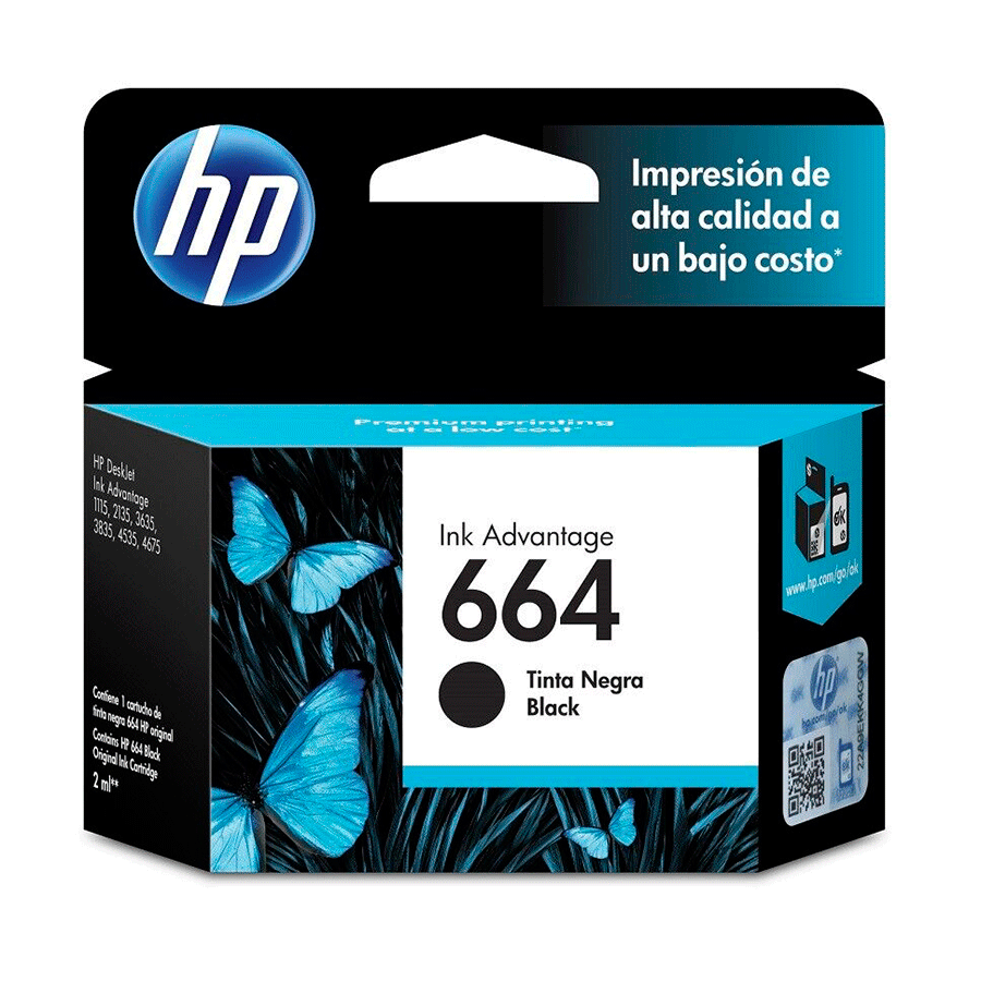 CARTUCHO DE TINTA HP 664 NEGRA ORIGINAL 