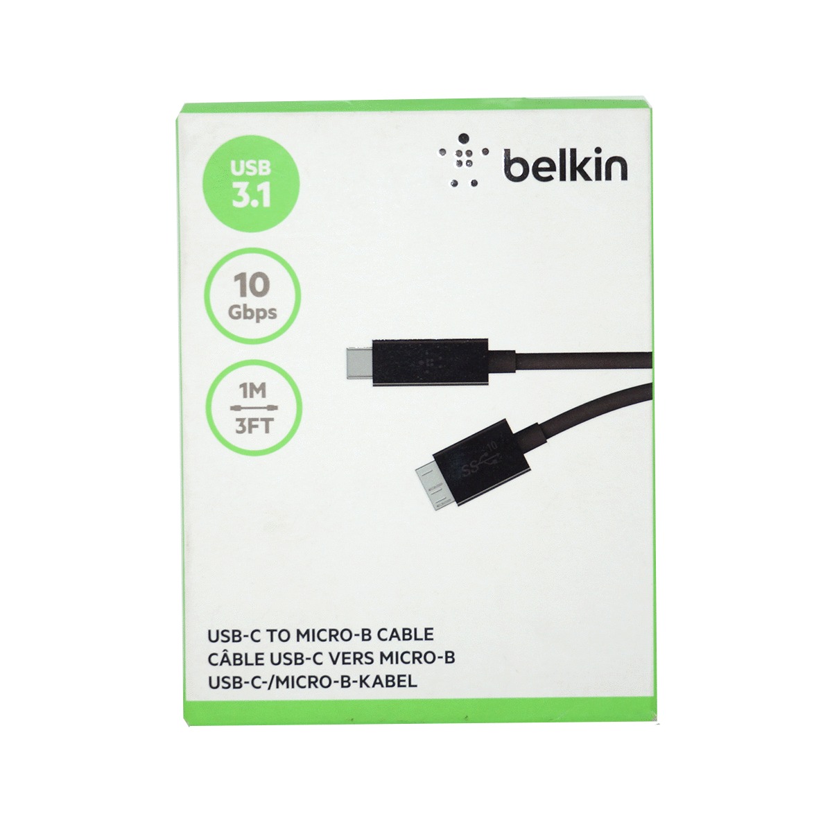 CABLE BELKIN USB 3.1 (TIPO C - MICRO USB, NEGRO)