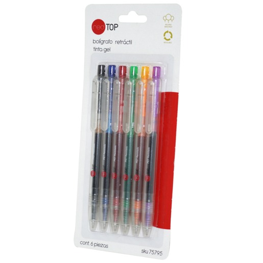 BOLIGRAFO RETRACTIL GEL PTO MEDIANO 0.7MM 6U