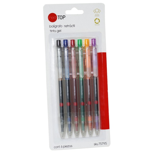 BOLIGRAFO RETRACTIL GEL PTO MEDIANO 0.7MM 6U