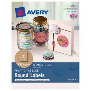 ETIQUETA AVERY ADHESIVA REDONDA,KRAFT,LASER-INKJET