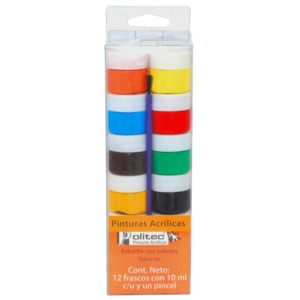 PINTURA ACRILICA ESTUCHE 12PZAS Y PINCEL PINTURA ACRILICA ESTUCHE 12PZAS Y PINCEL
