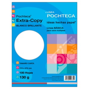 PAPEL POCHTECA BLANCO BRILLANTE 130 GRAMOS 100HOJA