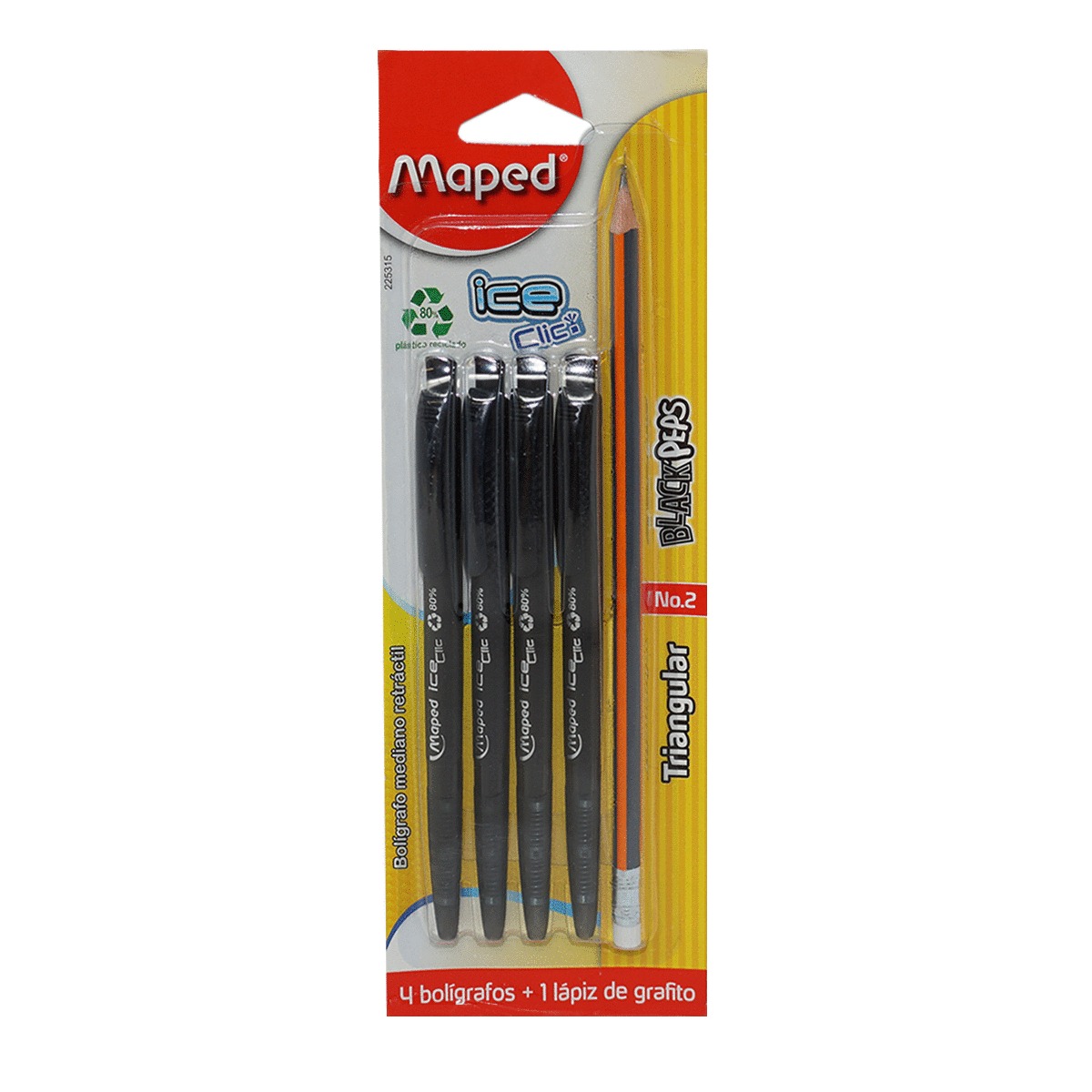 BOLIGRAFO ICE CLICK PUNTO MEDIANO/BLISTER 4 PIEZAS
