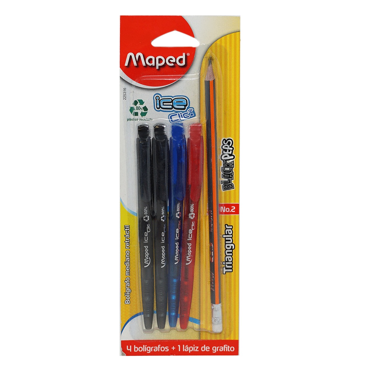 BOLIGRAFO MAPED ICE CLICK COLORES SURTIDOS, 4 PZS