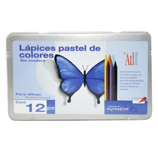 ESTUCHE MET LAPICES PASTEL DE COLORES ATL PQ/12