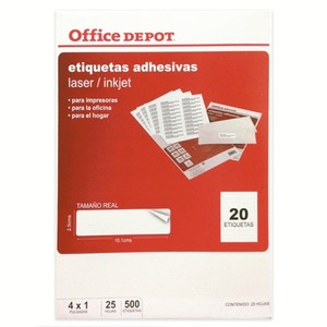 ETIQUETA ADHESIVA LASER INKJET 4 X 1 PULG 25 HOJAS 500 ETIQUETAS ETIQUETA ADHESIVA LASER INKJET 4 X 1 PULG 25 HOJAS 500 ETIQUETAS