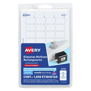 ETIQUETA MULTIUSO RECTANGULAR BLANCA 1.3 CM X 1.9 CM PAQ 1008 ETIQUETA MULTIUSO RECTANGULAR BLANCA 1.3 CM X 1.9 CM PAQ 1008
