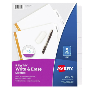 SEPARADORES BORRABLES 5 PESTAÑAS BLANCAS 1 JUEGO SEPARADORES BORRABLES 5 PESTAÑAS BLANCAS 1 JUEGO