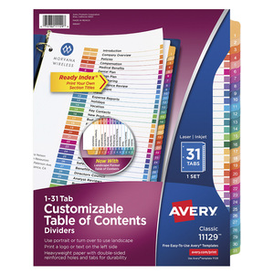 SEPARADOR PREDISEÑADO CON PESTAÑAS MULTICOLOR 1-31 SEPARADOR PREDISEÑADO CON PESTAÑAS MULTICOLOR 1-31