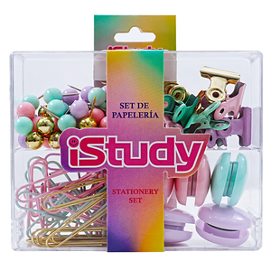 SET DE ESCRITORIO ISTUDY COLORES PASTEL (INCLUYE: 30 CLIPS + 10 GANCHOS + 10 IMANES + 50 TACHUELAS) SET DE ESCRITORIO ISTUDY COLORES PASTEL (INCLUYE: 30 CLIPS + 10 GANCHOS + 10 IMANES + 50 TACHUELAS)