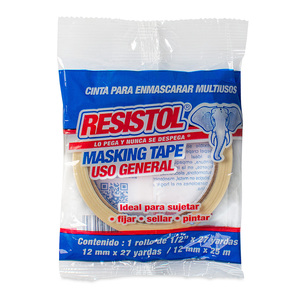 MASKING TAPE RESISTOL 12MM X 27 YARDAS 1U MASKING TAPE RESISTOL 12MM X 27 YARDAS 1U