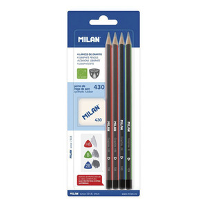 LAPIZ DE GRAFITO MILAN TRIANGULARES + BORRADOR 5U LAPIZ DE GRAFITO MILAN TRIANGULARES + BORRADOR 5U