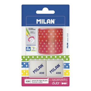 SACAPUNTAS MILAN ROSA + 2 BORRADORES MILAN SACAPUNTAS MILAN ROSA + 2 BORRADORES MILAN