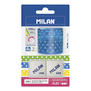 SACAPUNTAS MILAN AZUL + 2 BORRADORES MILAN SACAPUNTAS MILAN AZUL + 2 BORRADORES MILAN