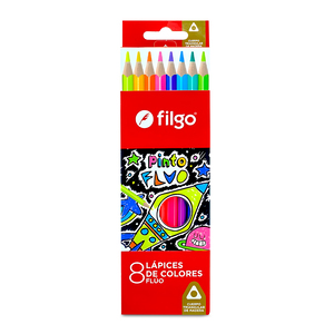 LAPICES DE COLOR FILGO PINTO FLUORECENTES 8U (MADERA) LAPICES DE COLOR FILGO PINTO FLUORECENTES 8U (MADERA)