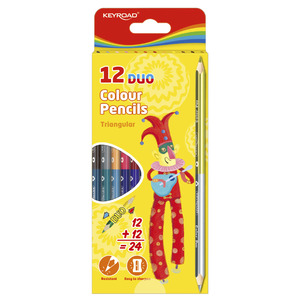 LAPICES DE COLOR KEYROAD TRIANGUALAR DOBLE PUNTA 12U LAPICES DE COLOR KEYROAD TRIANGUALAR DOBLE PUNTA 12U